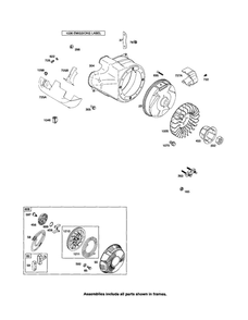 Rewind Starter/Blower Housing Diagram and Parts List for 210400 0035-0570 Briggs and Stratton Engine